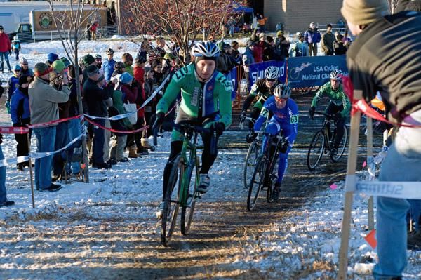 Kelly Cline (Wissahickon) is number one out of 165 riders to the first turn in the B Men's 40+ race.