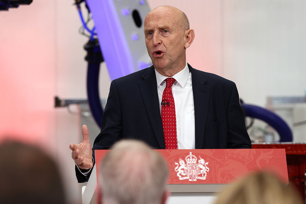 Chancellor of the Exchequer, John Healey, delivers a speech at the Manufacturing Technology Centre