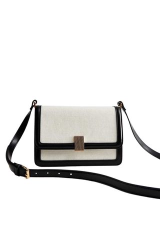 Black Canvas Boxy Cross-Body Bag