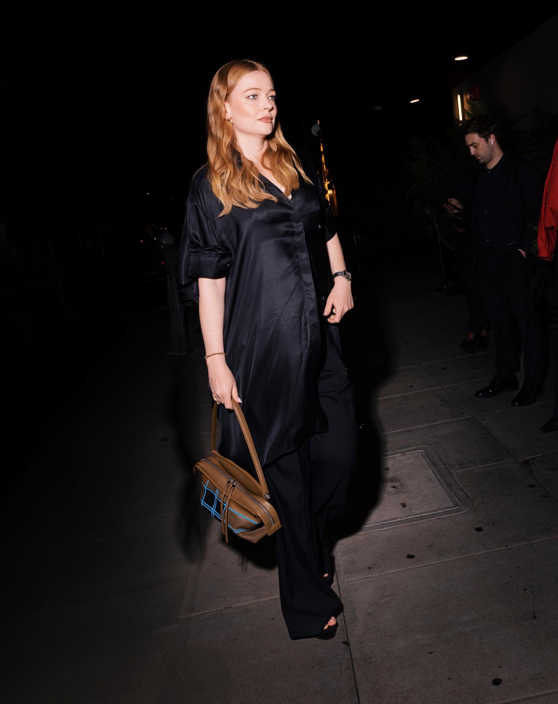 celebrity wears the loewe whisker bag.