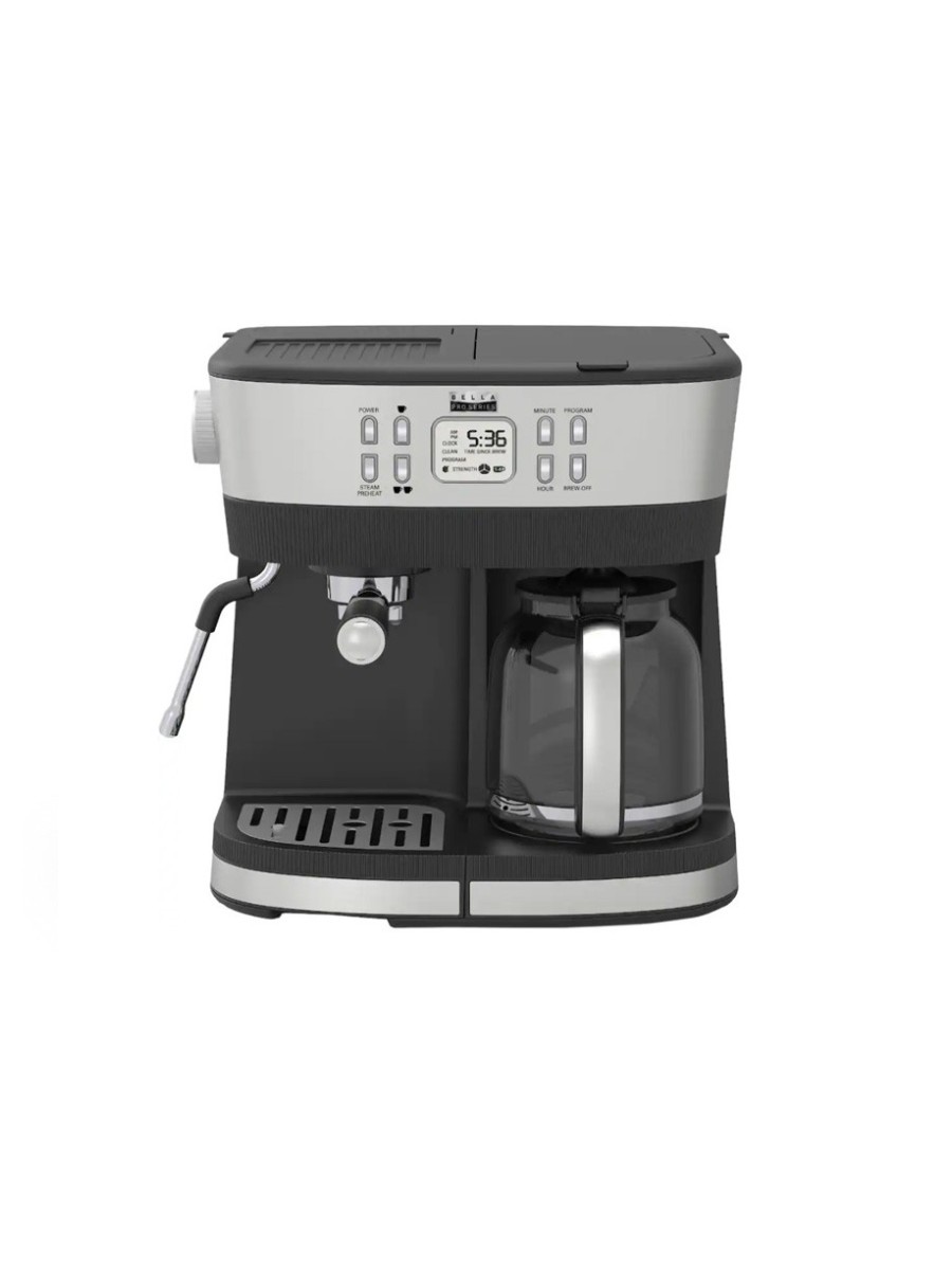 bella PRO - Combo 19-Bar Espresso & 10-Cup Drip Coffee Maker - Stainless Steel, bella PRO - Combo 19-Bar Espresso & 10-Cup Drip Coffee Maker - Stainless Steel