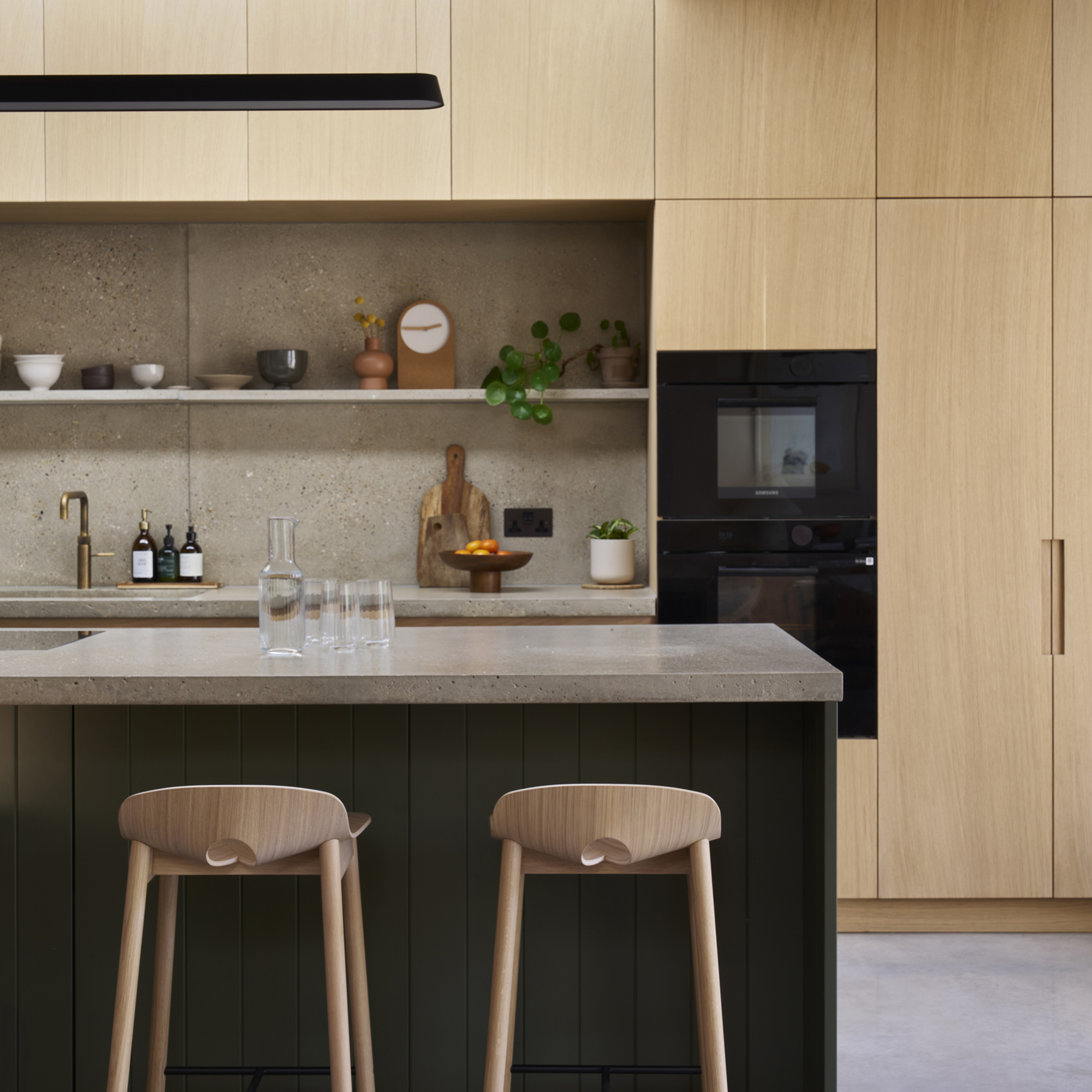 Scandi kitchen with black island