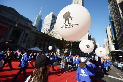 A Wounded Warrior Project balloon at New York City's Veterans Day parade.