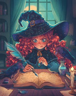 Daria Anako art work; witch writing