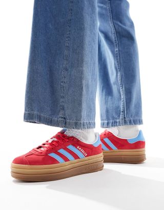 Adidas Originals Gazelle Bold Trainers in Red and Blue