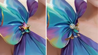 How to create a character illustration in Clip Studio Paint; a brooch painted on a dress