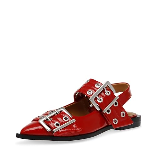 Steve Madden Women's Graya Flat, Red Patent, 7.5