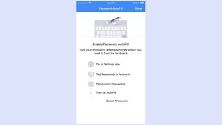 LastPass vs. 1Password: The autofill instructions in 1Password for iPhone.