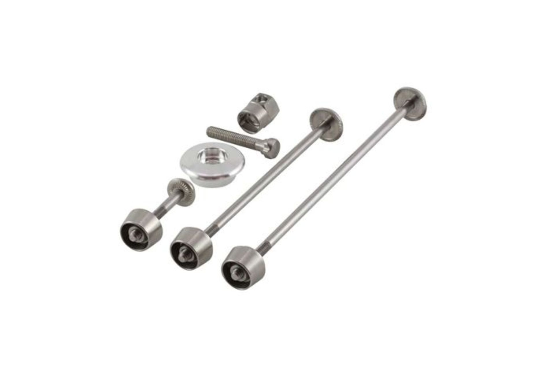 Locking Axles and seatpost clamp set to stop components being taken