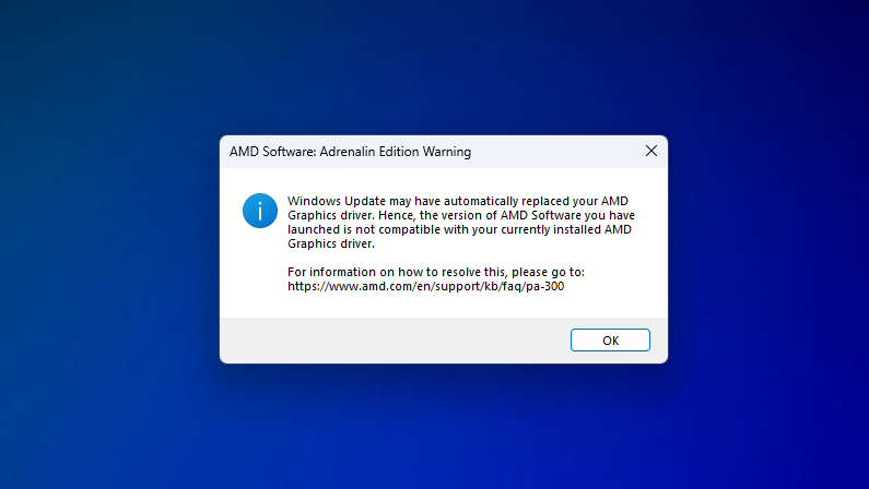 Windows 11 AMD driver error