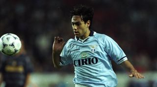 6 May 1998: Alessandro Nesta of Lazio in action during the UEFA Cup final against Inter Milan at Parc des Princes in Paris. Inter Milan won the match 3-0. \ Mandatory Credit: Ben Radford/Allsport