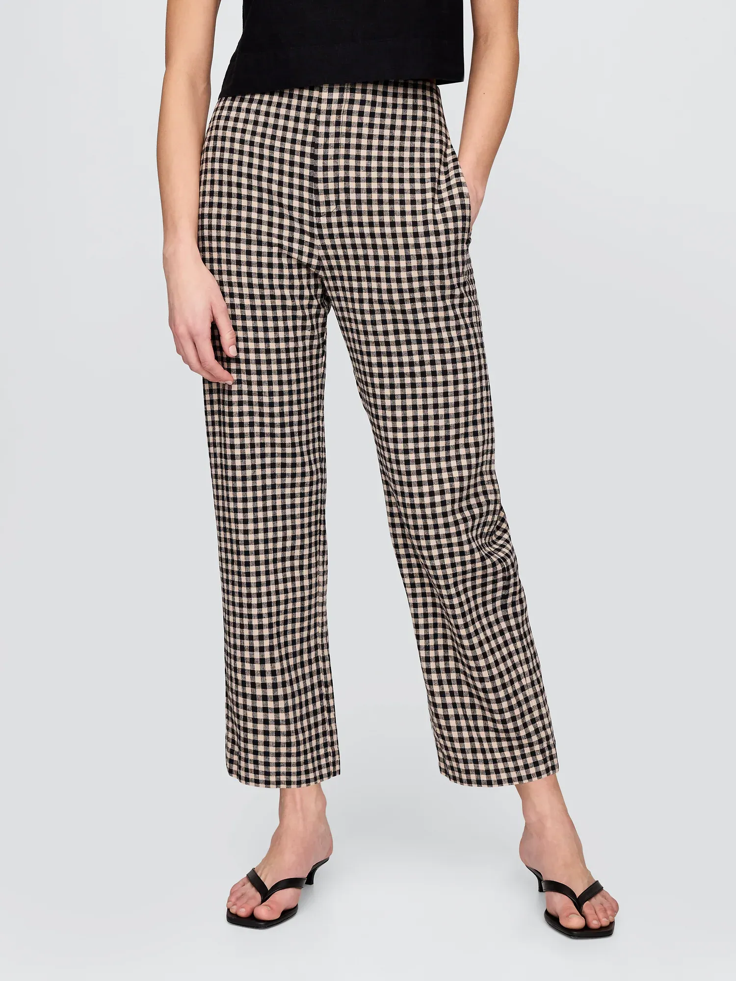 Gap, Linen-Blend Relaxed Straight Ankle Pants