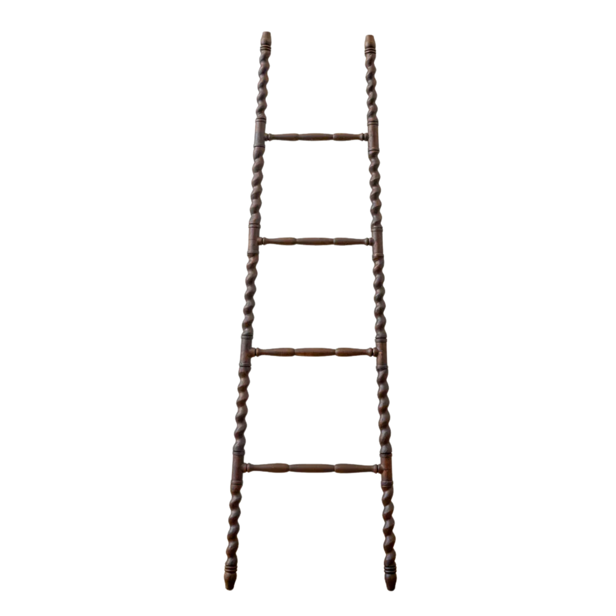 a ladder with twisted wood sides