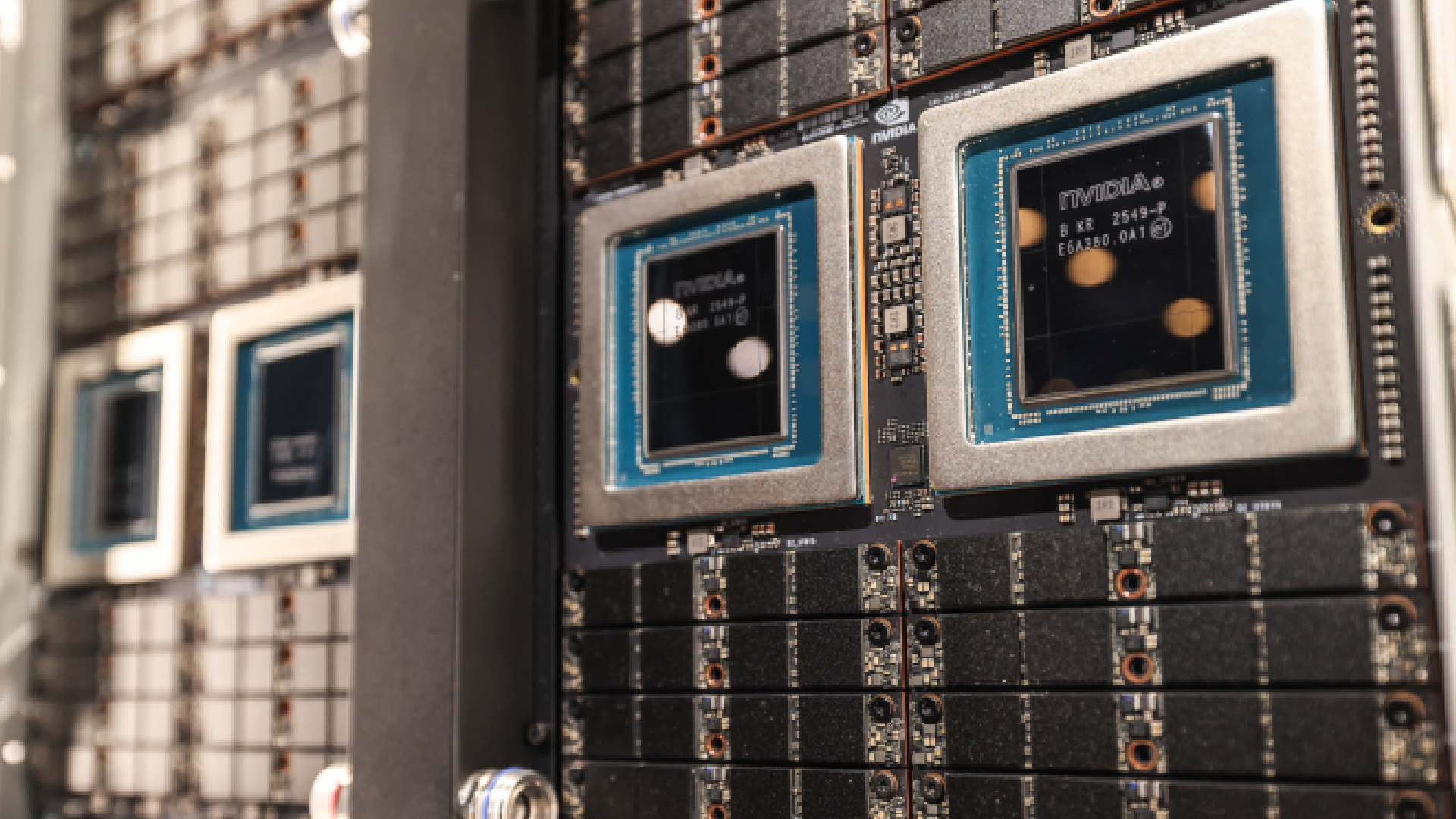 A close-up view of Nvidia's Vera CPU Compute Tray