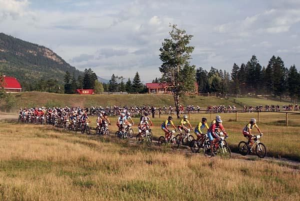 Racers roll out for a long day in the saddle.