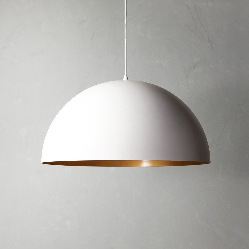Larger Goodhew Pendant in White With a Gold Interior - 60cms Diameter