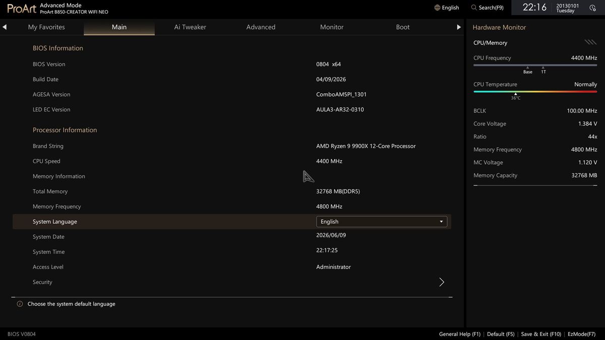 Asus B850-Creator Wifi Neo - BIOS