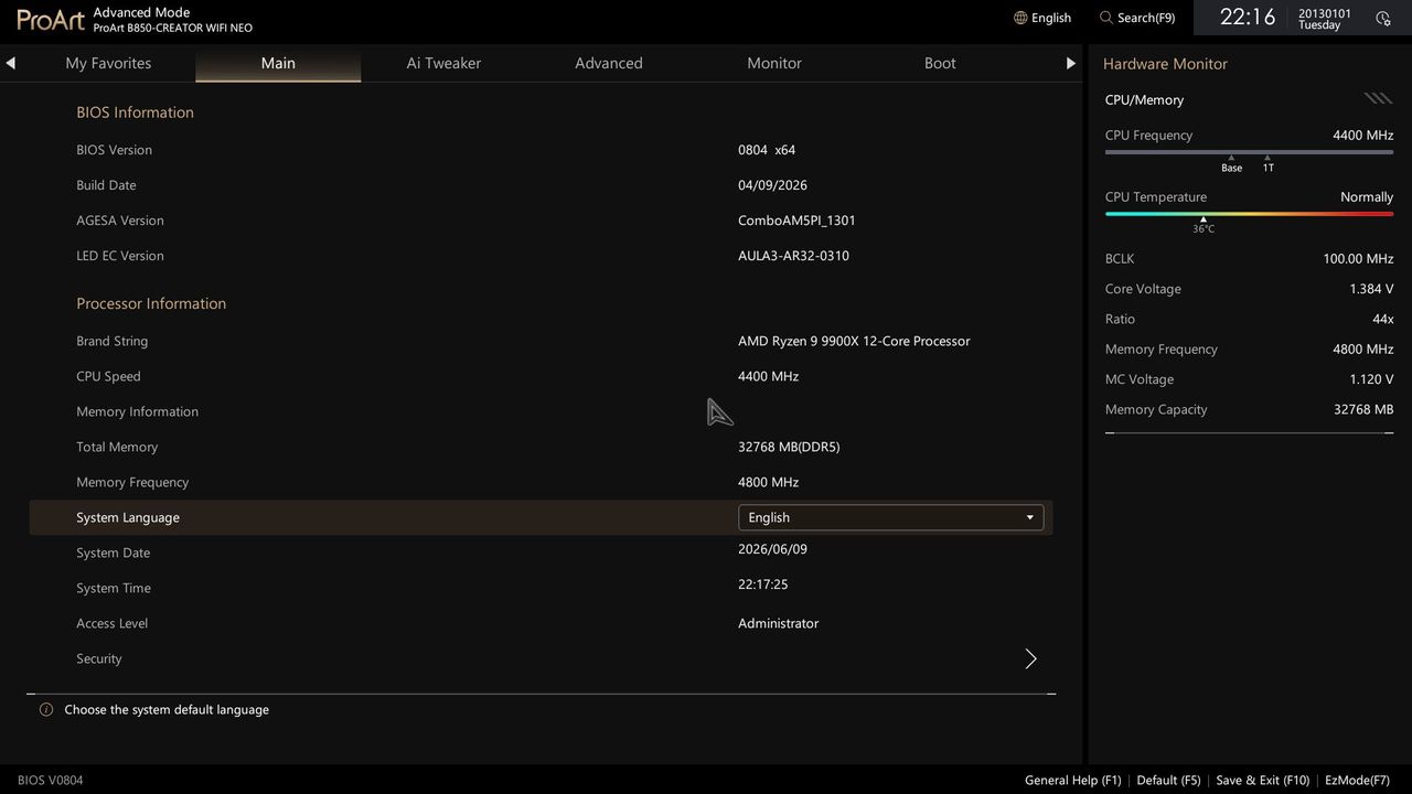 Asus B850-Creator Wifi Neo - BIOS
