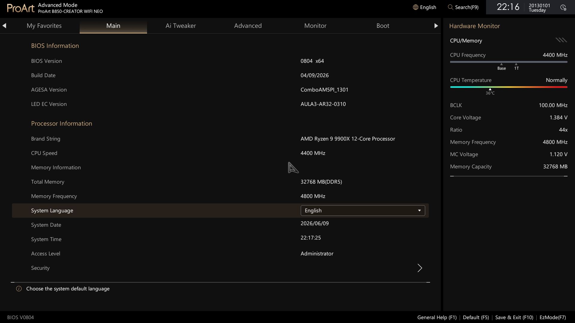Asus B850-Creator Wifi Neo - BIOS