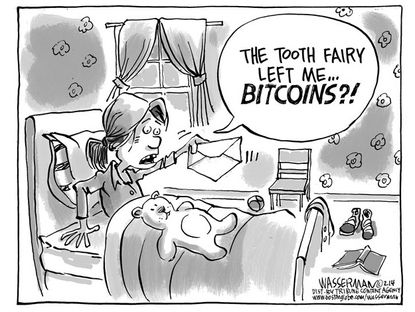 Editorial cartoon Bitcoins