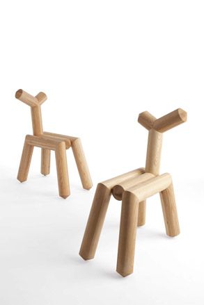 Wooden chairs in the shape of animals