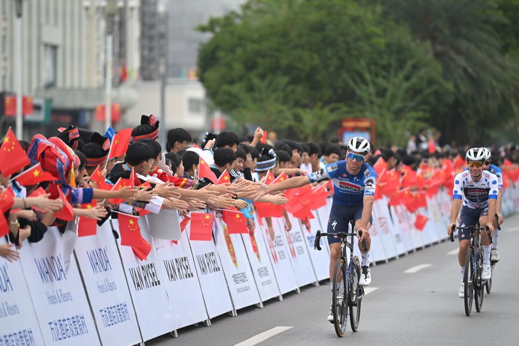 YIZHOU CHINA OCTOBER 19 Warre Vangheluwe of Belgium and Team Soudal QuickStep prior to the 5th GreeTour Of Guangxi 2024 Stage 5 a 1658km stage from Yizhou to Nongla 641m UCIWT on October 19 2024 in Yizhou China Photo by Dario BelingheriGetty Images
