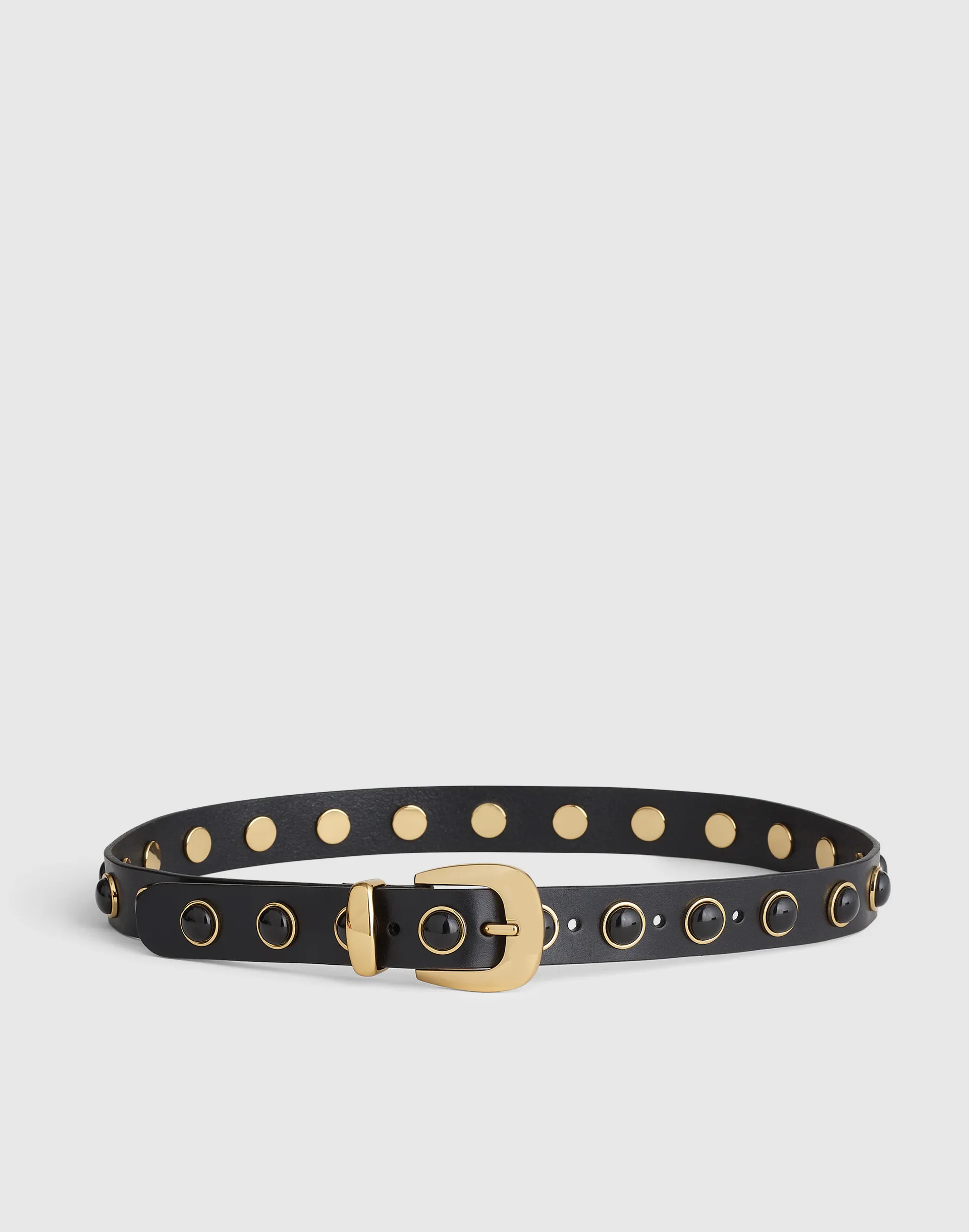 Cabochon-Studded Leather Western Belt