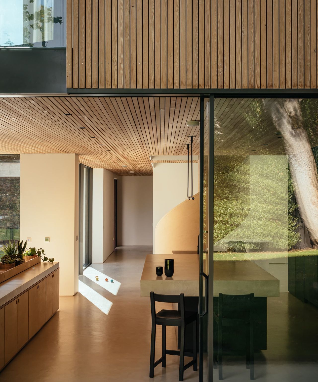 Timber cladding inside and outside a passivhaus