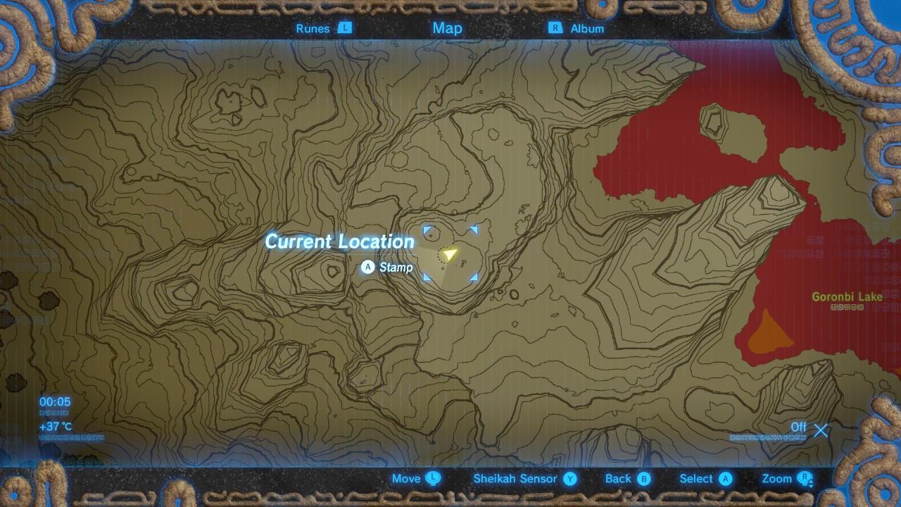 Larger map location for the Eldin Canyon Breath of the Wild Captured Memories collectible