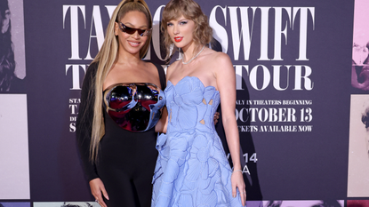 Beyoncé Knowles-Carter and Taylor Swift attend the "Taylor Swift: The Eras Tour" Concert Movie World Premiere at AMC The Grove 14 on October 11, 2023 in Los Angeles, California