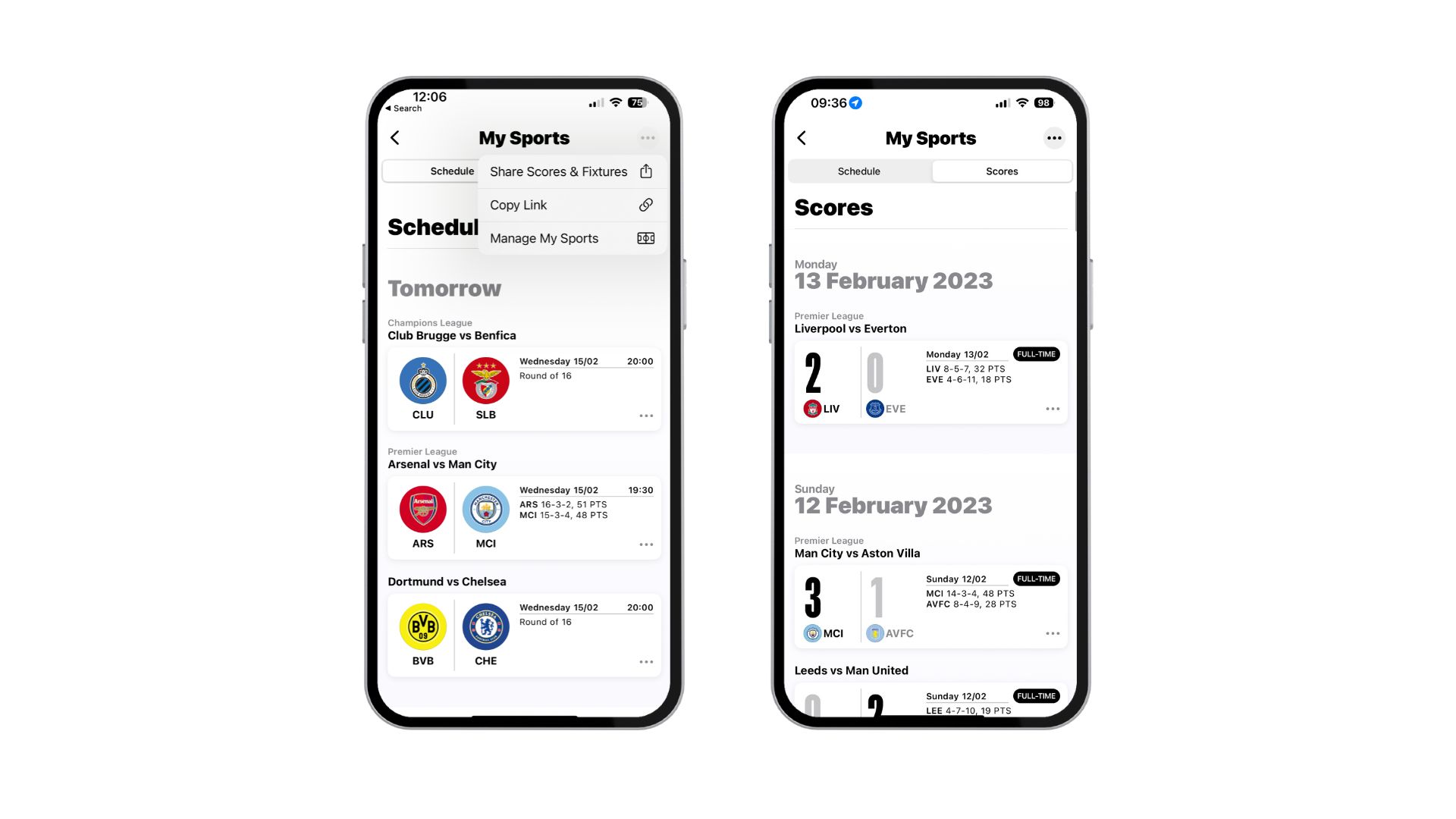 My Sports Scores & Schedule