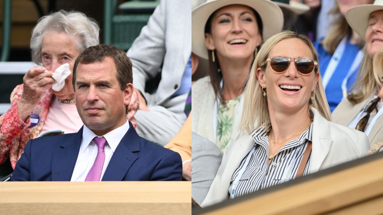 Peter Phillips sat in the Wimbledon Royal Box