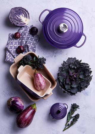 le creuset ultra violet cookware and vegetable