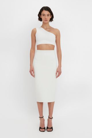 Vb Body Fitted Midi Skirt in White