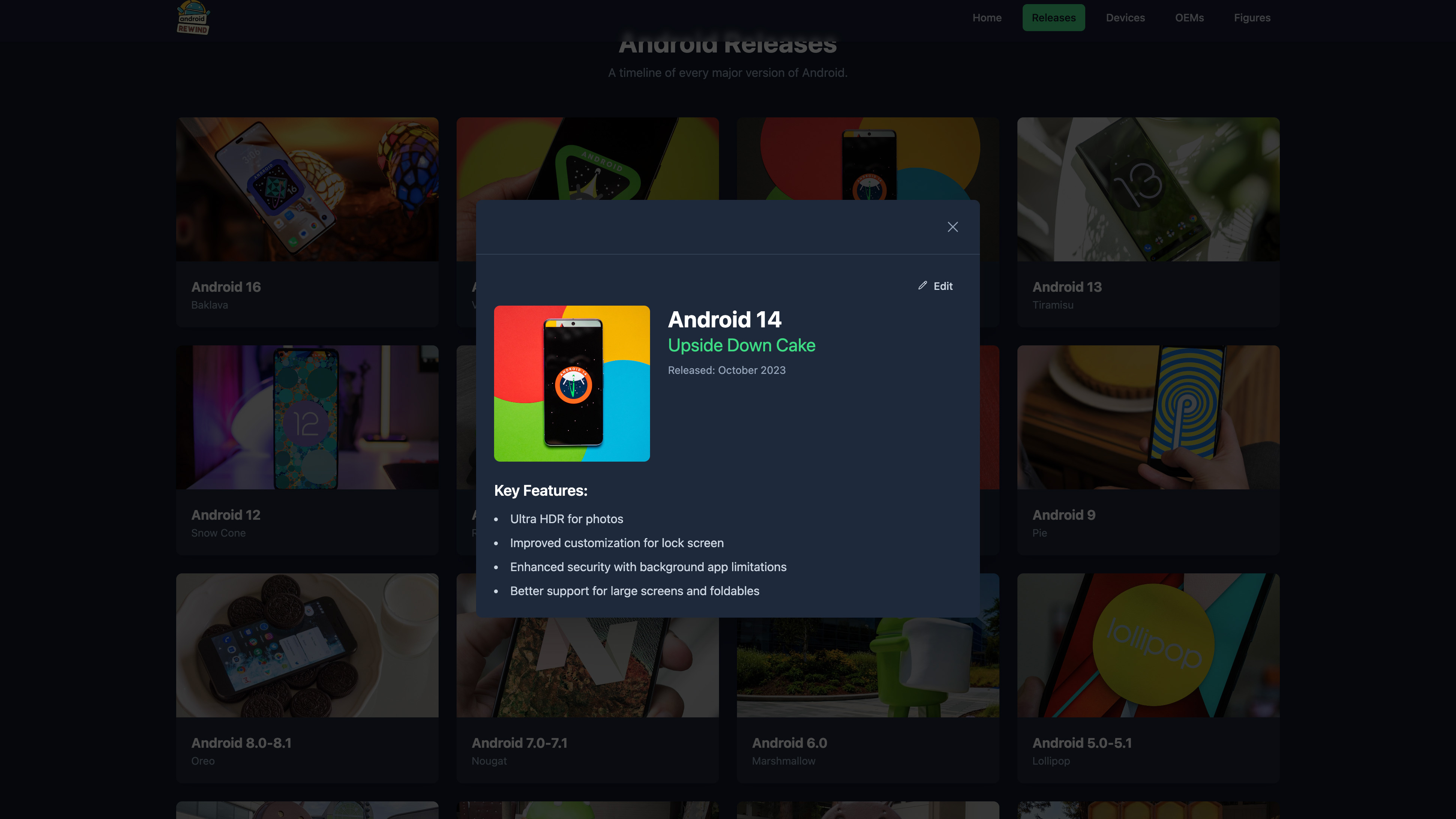 Android Rewind Release window