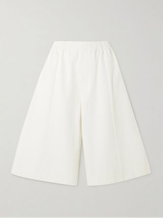 Pleated Cotton-Twill Shorts