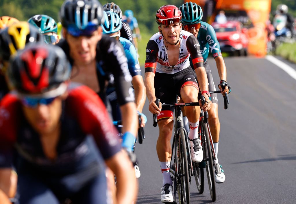 Team UAE Emirates Portuguese rider Joao Almeida C cycles during the 9th stage of the Giro dItalia 2022 cycling race 191 kilometers between Isernia and the Blockhaus mountain in the Majella national park near Chieti southern Italy on May 15 2022 Photo by Luca Bettini AFP Photo by LUCA BETTINIAFP via Getty Images