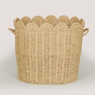 wicker basket with scalloped edge
