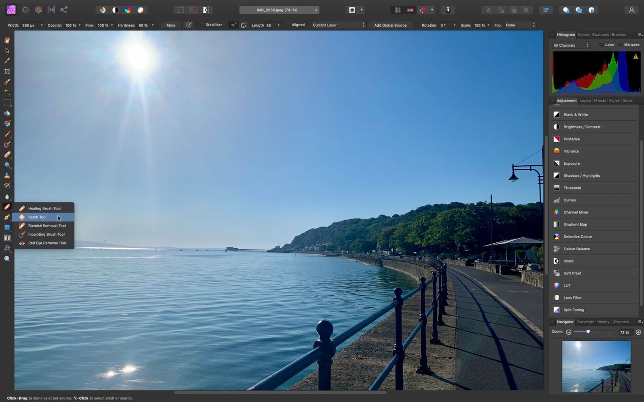 Screenshot of photo editor Serif Affinity photo