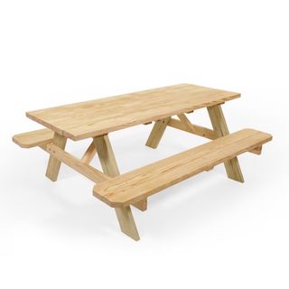 Style Selections 72-Inch Brown Southern Yellow Pine Rectangle Picnic Table