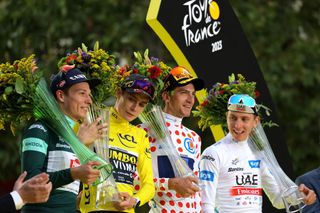 The podium of the men's Tour de France