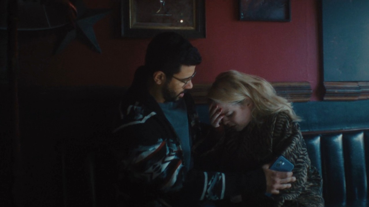 Robert Gilbert comforting Nicola Coughlan in Big Mood Season 2.