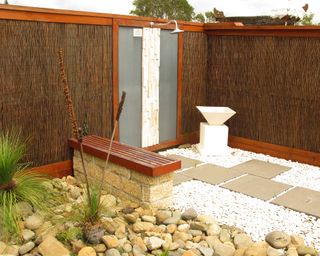 outdoor shower in Japanese style garden