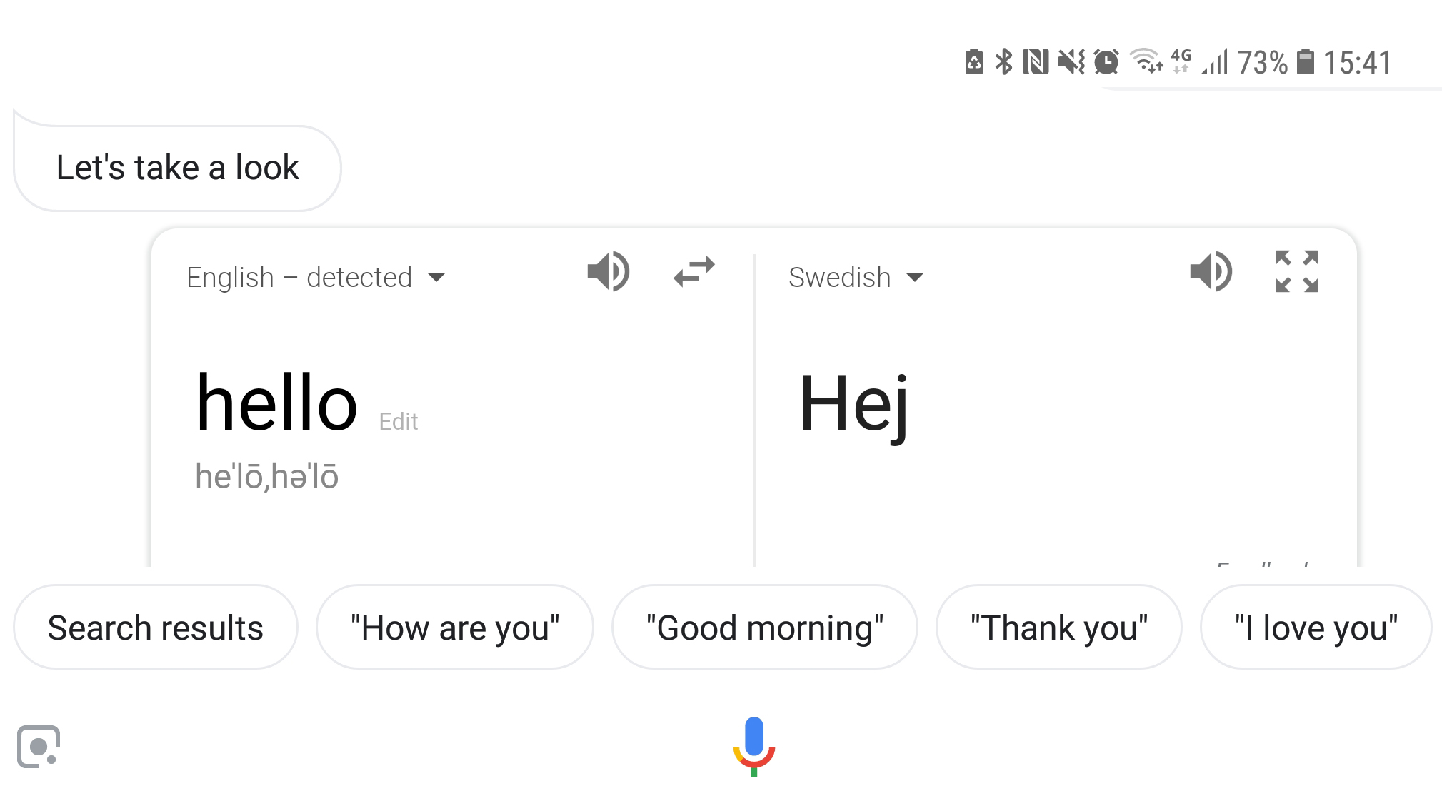 Google Assistant translation