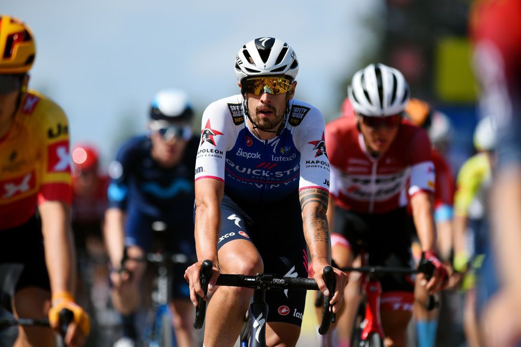 CHAINTRE FRANCE JUNE 09 Mattia Cattaneo of Italy and Team QuickStep Alpha Vinyl crosses the finishing line during the 74th Criterium du Dauphine 2022 Stage 5 a 1623km stage from ThizylesBourgs to Chaintr WorldTour Dauphin on June 09 2022 in Chaintre France Photo by Dario BelingheriGetty Images