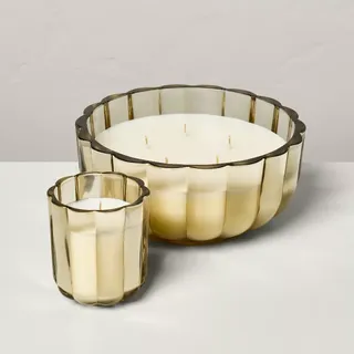 Tinted Glass Salted Honey Scalloped Jar Candle Tan - Hearth & Hand™ With Magnolia