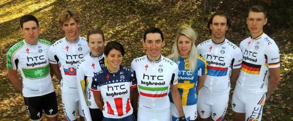 The eight HTC-Highroad national champions in the 2011 team kit