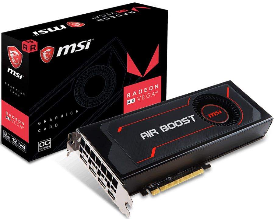 MSI GPU Tach 1715 Air Boost グラフィックボード MSI's Radeon RX Vega 64 Air Boost has a bigger exhaust for better
