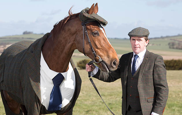 EMBARGOED TO 0001 MONDAY MARCH 14 EDITORIAL USE ONLY Former jockey A.P. McCoy unveils the world&amp;Otilde;s first authentic Harris Tweed suit designed for a racehorse, which has been specially commissioned by William Hill to celebrate the opening of this year&amp;Otilde;s Cheltenham Festival. PRESS ASSOCIATION Photo. Issue date: Monday March 14, 2016. The tweed suit was designed by former Alexander McQueen apprentice Emma Sandham-King and modelled by veteran racehorse Morestead. Statistician Dr. Geoff Ellis found that on average 200 miles and seven furlongs (321.5km) of tweed are worn every year by spectators every year at Cheltenham Festival, which is enough to stretch from Cheltenham to Ireland. The festival kicks off on Tuesday 15th March 2016. Picture caption should read: David Parry/PA Wire