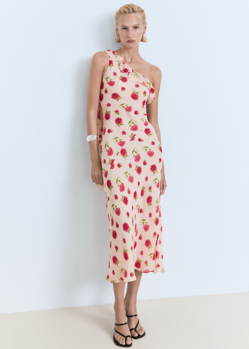 MANGO, Floral Ruffled Dress